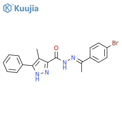 N'-(1E)-1-(4-bromophenyl)ethylidene-4-methyl-3-phenyl-1H-pyrazole-5-carbohydrazide structure