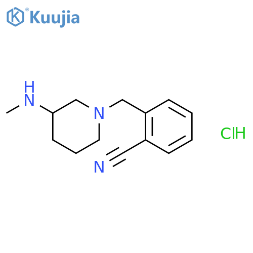 2-[[3-(methylamino)piperidin-1-yl]methyl]benzonitrile;hydrochloride structure