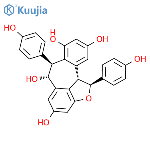 Benzo[6,7]cyclohepta[1,2,3-cd]benzofuran-4,6,8,10-tetrol,1,6,7,11b-tetrahydro-1,7-bis(4-hydroxyphenyl)-, (1S,6R,7S,11bS)- structure