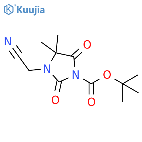tert-butyl 3-(cyanomethyl)-4,4-dimethyl-2,5-dioxoimidazolidine-1-carboxylate structure
