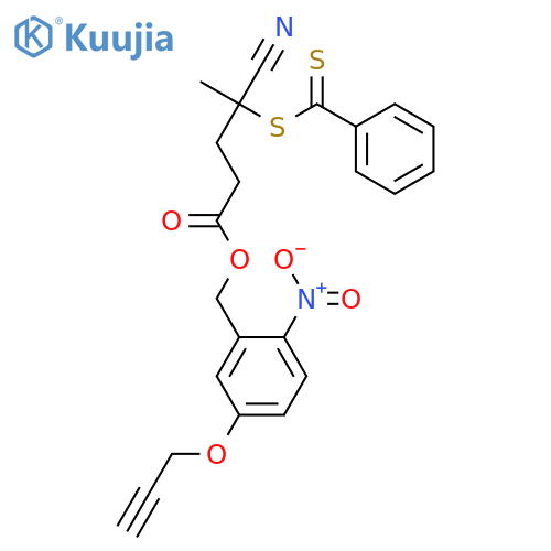 2-Nitro-5-(2-propynyloxy)benzyl 4-cyano-4-(phenylcarbonothioylthio)pentanoate structure