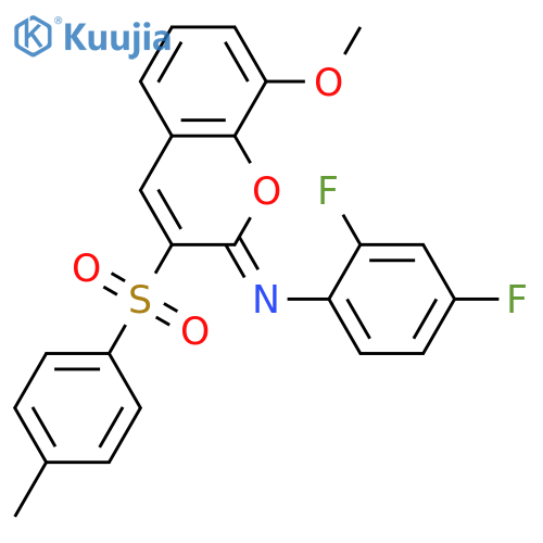 (2Z)-N-(2,4-difluorophenyl)-8-methoxy-3-(4-methylbenzenesulfonyl)-2H-chromen-2-imine structure