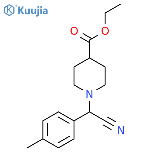 Ethyl 1-[cyano(4-methylphenyl)methyl]piperidine-4-carboxylate structure