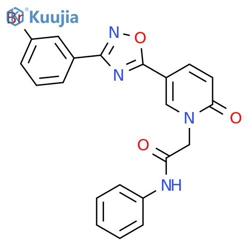 2-{5-[3-(3-bromophenyl)-1,2,4-oxadiazol-5-yl]-2-oxo-1,2-dihydropyridin-1-yl}-N-phenylacetamide structure