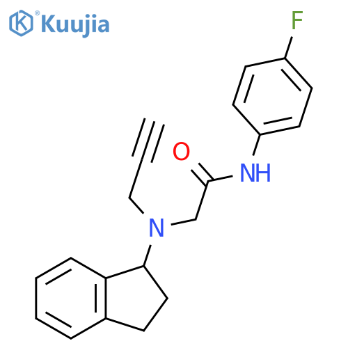 2-[(2,3-dihydro-1H-inden-1-yl)(prop-2-yn-1-yl)amino]-N-(4-fluorophenyl)acetamide structure