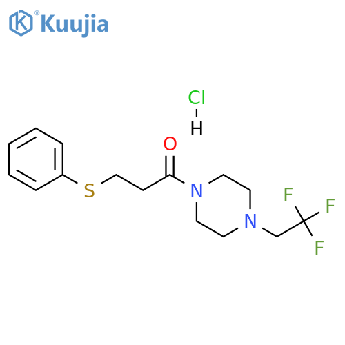 3-(phenylsulfanyl)-1-4-(2,2,2-trifluoroethyl)piperazin-1-ylpropan-1-one hydrochloride structure