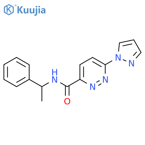 N-(1-phenylethyl)-6-(1H-pyrazol-1-yl)pyridazine-3-carboxamide structure