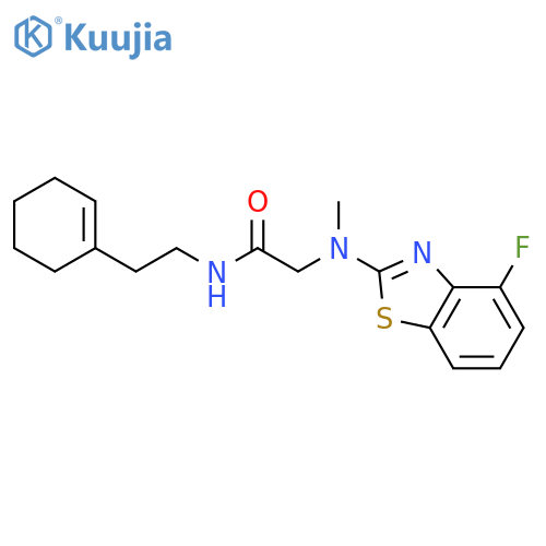 N-2-(cyclohex-1-en-1-yl)ethyl-2-(4-fluoro-1,3-benzothiazol-2-yl)(methyl)aminoacetamide structure