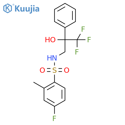 4-fluoro-2-methyl-N-(3,3,3-trifluoro-2-hydroxy-2-phenylpropyl)benzene-1-sulfonamide structure
