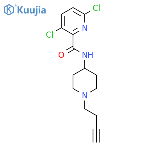 N-[1-(but-3-yn-1-yl)piperidin-4-yl]-3,6-dichloropyridine-2-carboxamide structure