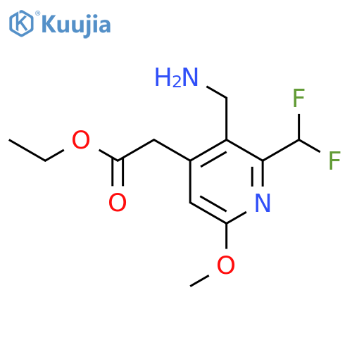 Ethyl 3-(aminomethyl)-2-(difluoromethyl)-6-methoxypyridine-4-acetate structure
