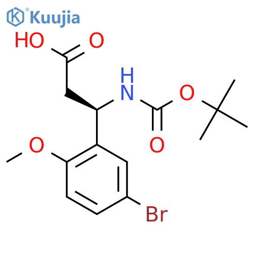 (3R)-3-(5-bromo-2-methoxyphenyl)-3-{(tert-butoxy)carbonylamino}propanoic acid structure