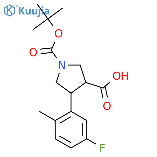 1-(tert-butoxy)carbonyl-4-(5-fluoro-2-methylphenyl)pyrrolidine-3-carboxylic acid structure