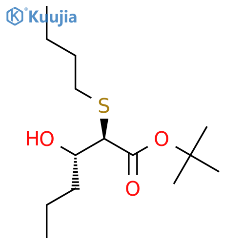 HEXANOIC ACID, 2-(BUTYLTHIO)-3-HYDROXY-, 1,1-DIMETHYLETHYL ESTER, (R*,S*)- structure