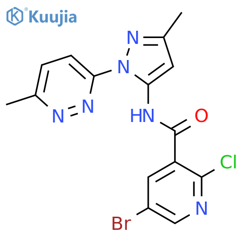 5-bromo-2-chloro-N-[3-methyl-1-(6-methylpyridazin-3-yl)-1H-pyrazol-5-yl]pyridine-3-carboxamide structure
