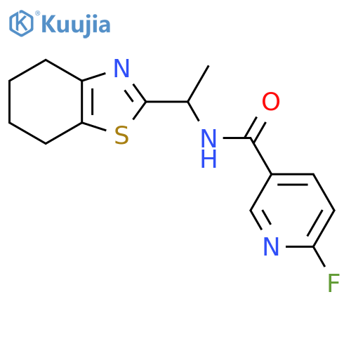 6-Fluoro-N-[1-(4,5,6,7-tetrahydro-1,3-benzothiazol-2-YL)ethyl]pyridine-3-carboxamide structure