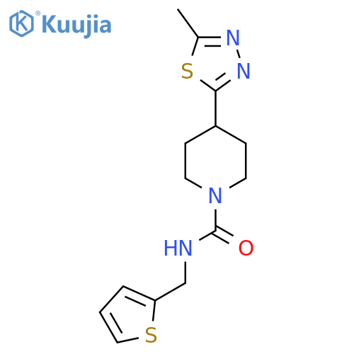 4-(5-methyl-1,3,4-thiadiazol-2-yl)-N-(thiophen-2-yl)methylpiperidine-1-carboxamide structure
