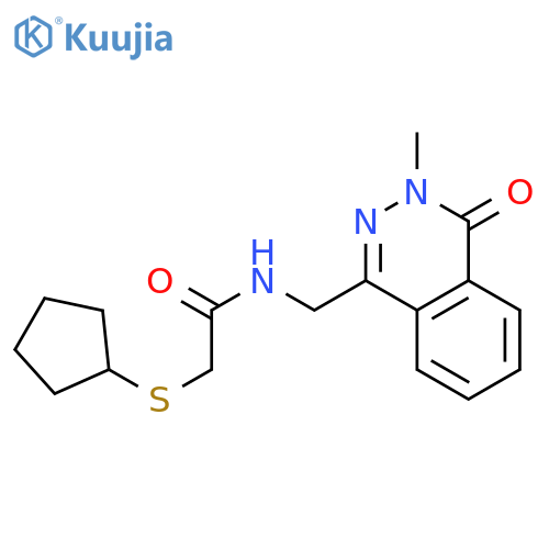 2-(cyclopentylsulfanyl)-N-[(3-methyl-4-oxo-3,4-dihydrophthalazin-1-yl)methyl]acetamide structure