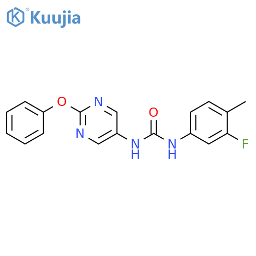 1-(3-fluoro-4-methylphenyl)-3-(2-phenoxypyrimidin-5-yl)urea structure