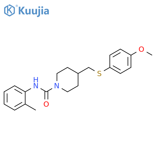 4-{[(4-methoxyphenyl)sulfanyl]methyl}-N-(2-methylphenyl)piperidine-1-carboxamide structure