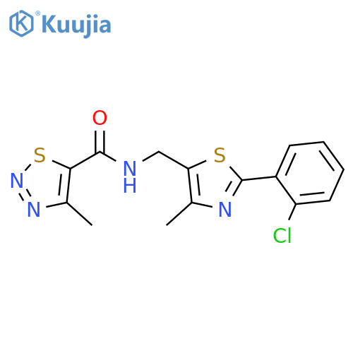 N-{[2-(2-chlorophenyl)-4-methyl-1,3-thiazol-5-yl]methyl}-4-methyl-1,2,3-thiadiazole-5-carboxamide structure