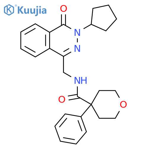 N-[(3-cyclopentyl-4-oxo-3,4-dihydrophthalazin-1-yl)methyl]-4-phenyloxane-4-carboxamide structure