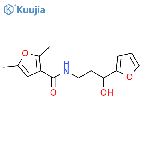 N-[3-(furan-2-yl)-3-hydroxypropyl]-2,5-dimethylfuran-3-carboxamide structure