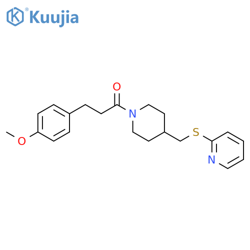 3-(4-methoxyphenyl)-1-{4-[(pyridin-2-ylsulfanyl)methyl]piperidin-1-yl}propan-1-one structure