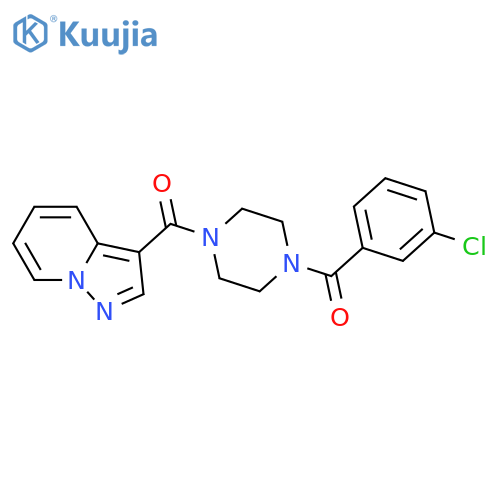 1-(3-chlorobenzoyl)-4-{pyrazolo[1,5-a]pyridine-3-carbonyl}piperazine structure