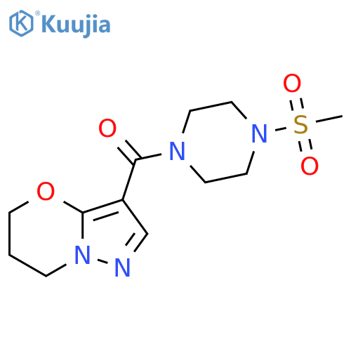 1-methanesulfonyl-4-{5H,6H,7H-pyrazolo3,2-b1,3oxazine-3-carbonyl}piperazine structure