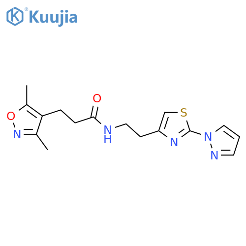 3-(3,5-dimethyl-1,2-oxazol-4-yl)-N-{2-2-(1H-pyrazol-1-yl)-1,3-thiazol-4-ylethyl}propanamide structure