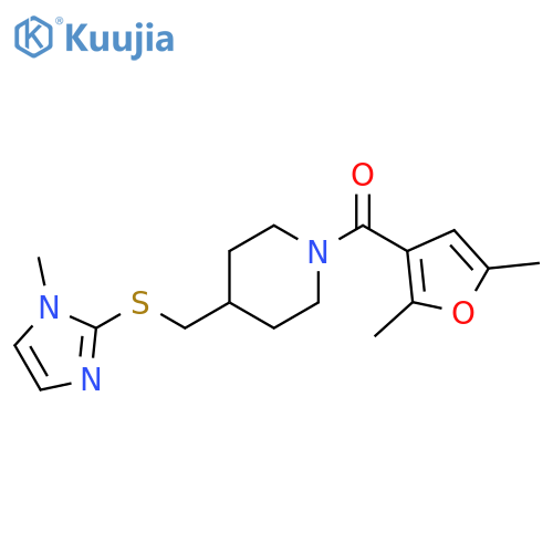1-(2,5-dimethylfuran-3-carbonyl)-4-{[(1-methyl-1H-imidazol-2-yl)sulfanyl]methyl}piperidine structure