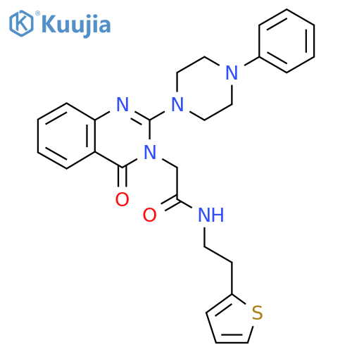 2-4-oxo-2-(4-phenylpiperazin-1-yl)-3,4-dihydroquinazolin-3-yl-N-2-(thiophen-2-yl)ethylacetamide structure