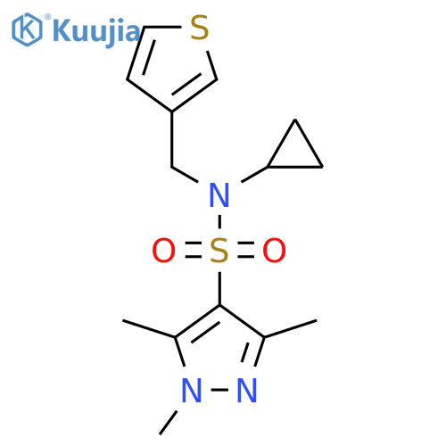 N-cyclopropyl-1,3,5-trimethyl-N-(thiophen-3-yl)methyl-1H-pyrazole-4-sulfonamide structure