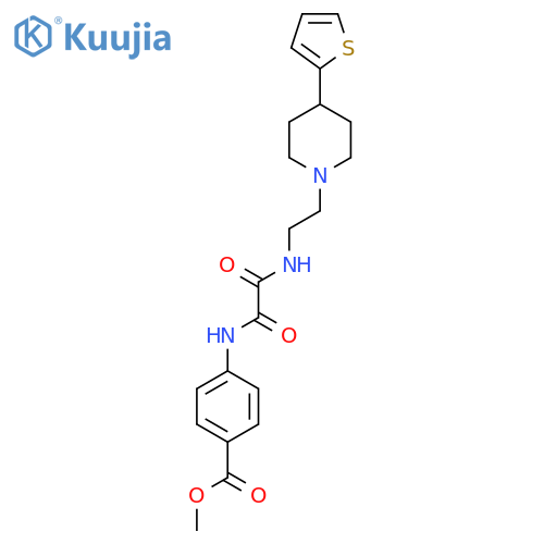 methyl 4-({2-4-(thiophen-2-yl)piperidin-1-ylethyl}carbamoyl)formamidobenzoate structure