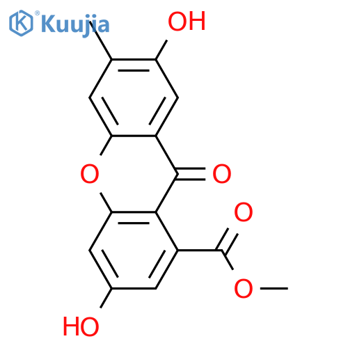 3,7-Dihydroxy-6-methylxanthone-1-carboxylic acid; Me ester structure