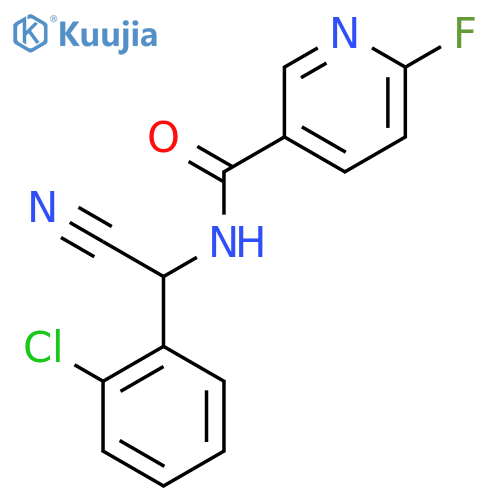 N-(2-chlorophenyl)(cyano)methyl-6-fluoropyridine-3-carboxamide structure