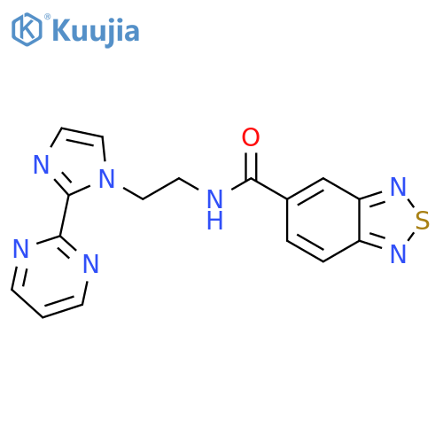N-{2-2-(pyrimidin-2-yl)-1H-imidazol-1-ylethyl}-2,1,3-benzothiadiazole-5-carboxamide structure
