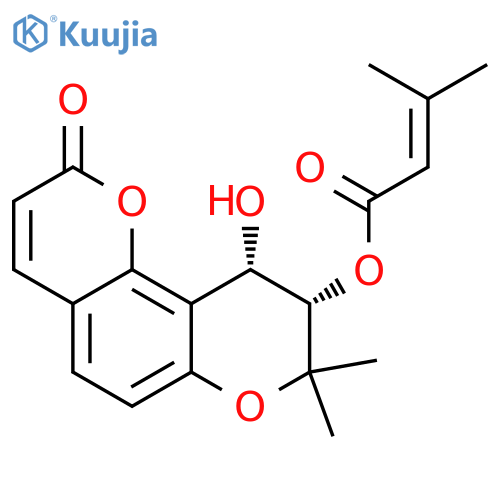 2-Butenoic acid, 3-methyl-, (9S,10S)-9,10-dihydro-10-hydroxy-8,8-dimethyl-2-oxo-2H,8H-benzo[1,2-b:3,4-b']dipyran-9-yl ester (9CI) structure