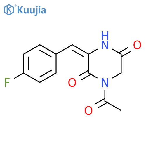 (3E)-1-Acetyl-3-[(4-fluorophenyl)methylidene]piperazine-2,5-dione structure