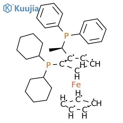 Ferrocene,1-(dicyclohexylphosphino)-2-[(1R)-1-(diphenylphosphino)ethyl]-, (1R)- structure