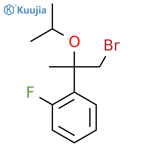 1-1-bromo-2-(propan-2-yloxy)propan-2-yl-2-fluorobenzene structure