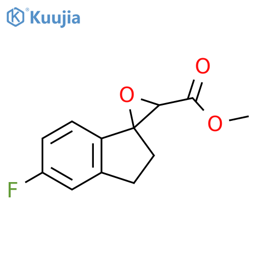 Spiro[1H-indene-1,2'-oxirane]-3'-carboxylic acid, 5-fluoro-2,3-dihydro-, methyl ester structure