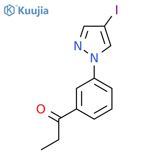 1-3-(4-iodo-1H-pyrazol-1-yl)phenylpropan-1-one structure