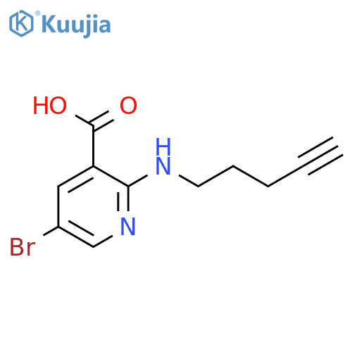 5-bromo-2-(pent-4-yn-1-yl)aminopyridine-3-carboxylic acid structure