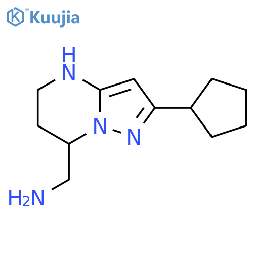 {2-cyclopentyl-4H,5H,6H,7H-pyrazolo1,5-apyrimidin-7-yl}methanamine structure
