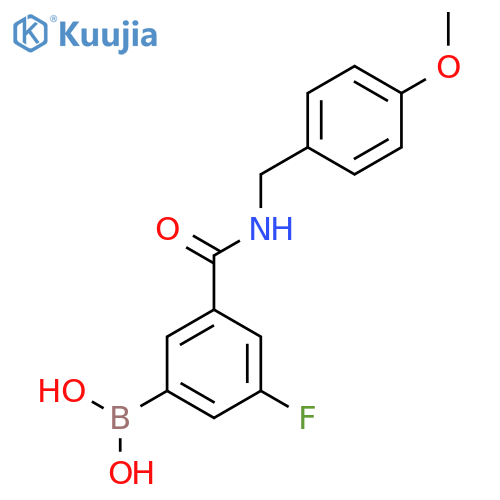 (3-Fluoro-5-((4-methoxybenzyl)carbamoyl)phenyl)boronic acid structure