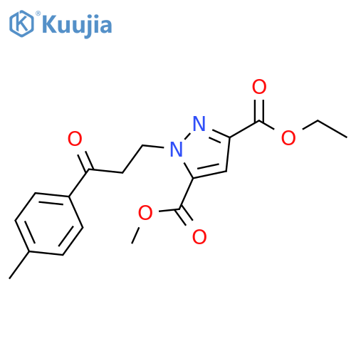 1-(3-Oxo-3-p-tolyl-propyl)-1H-pyrazole-3,5-dicarboxylic acid 3-ethyl ester 5-methyl ester structure