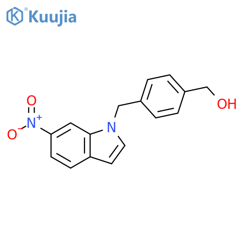 {4-(6-nitro-1H-indol-1-yl)methylphenyl}methanol structure