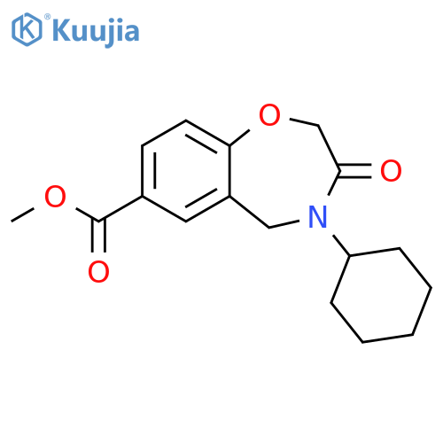 4-Cyclohexyl-3-oxo-2,3,4,5-tetrahydro-benzo[f][1,4]oxazepine-7-carboxylic acid methyl ester structure